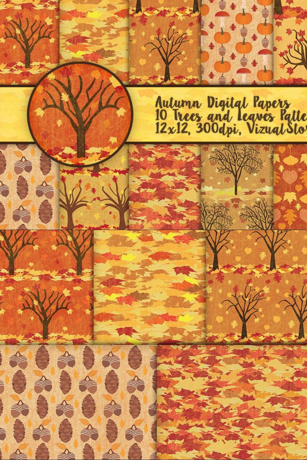 Fall Foliage Autumn Patterns pinterest preview image.