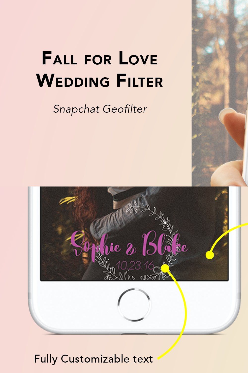 Fall for Love Wedding Geofilter pinterest preview image.