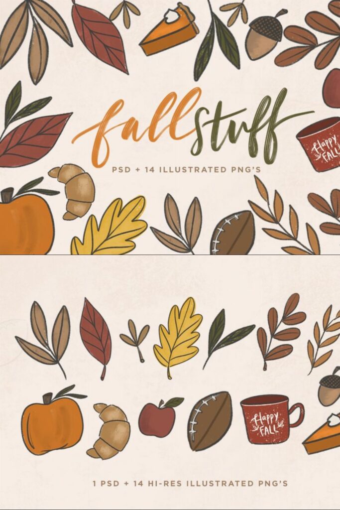 Fall Stuff Illustrated PNG's MasterBundles