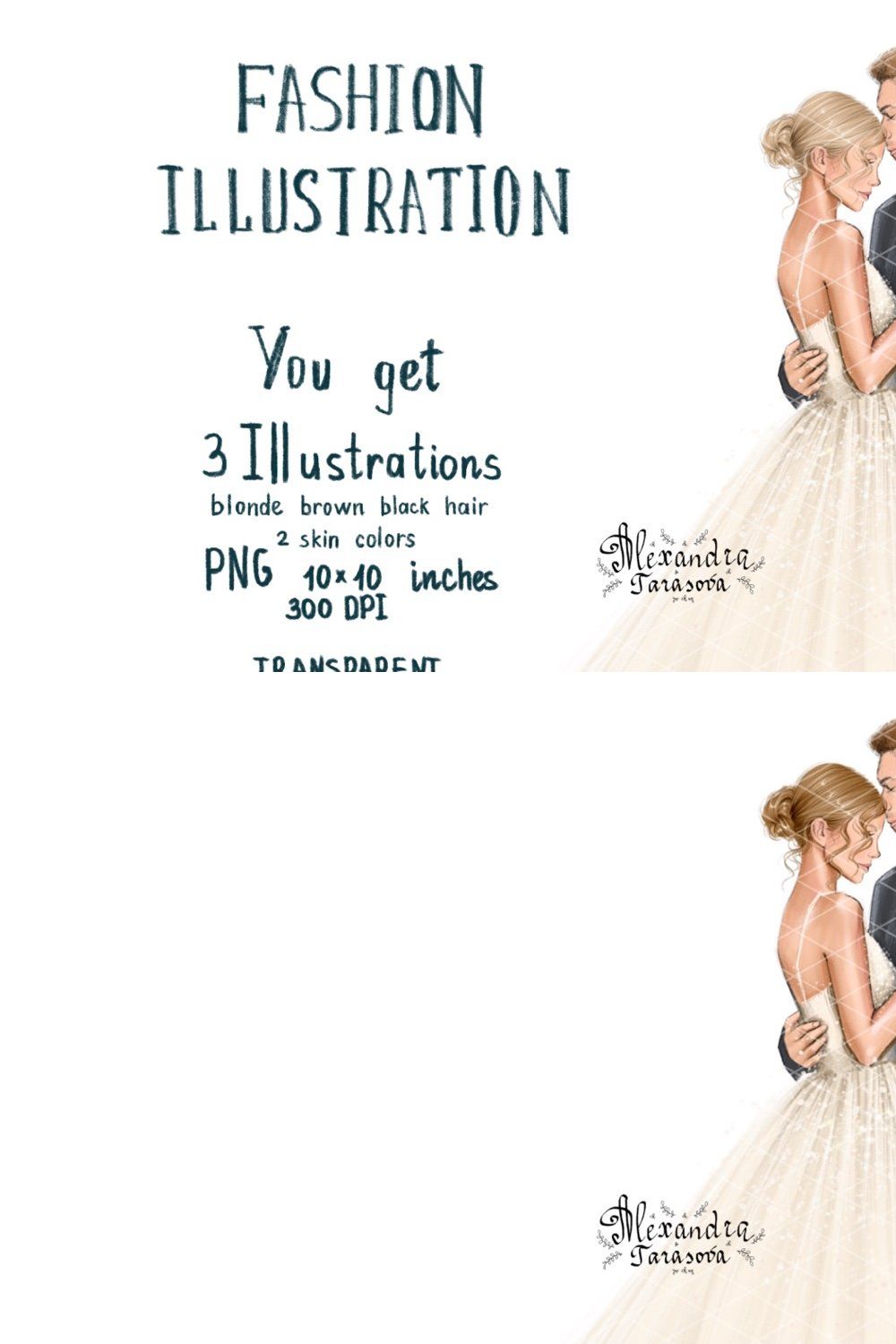 Fashion Illustration Wedding pinterest preview image.