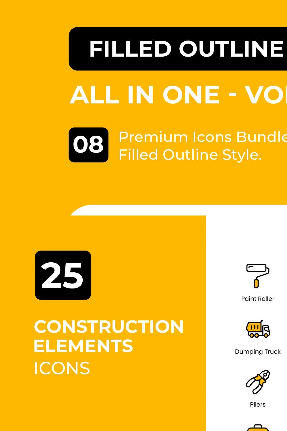 Filled Outline Icons Bundle pinterest preview image.