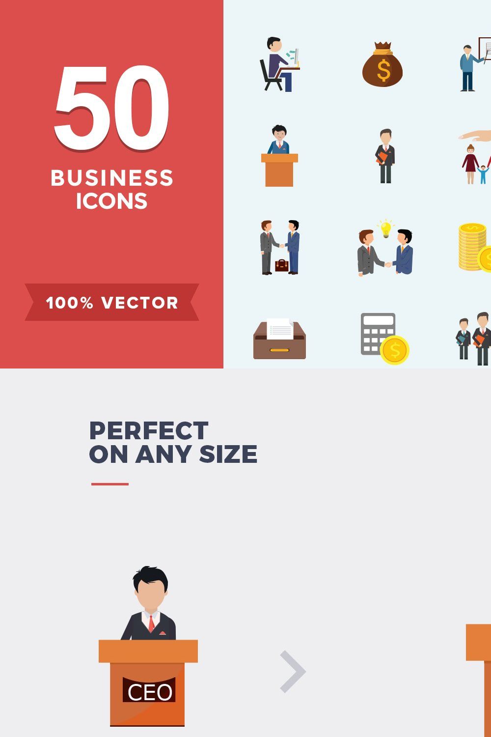 Flat Icons Business Set pinterest preview image.