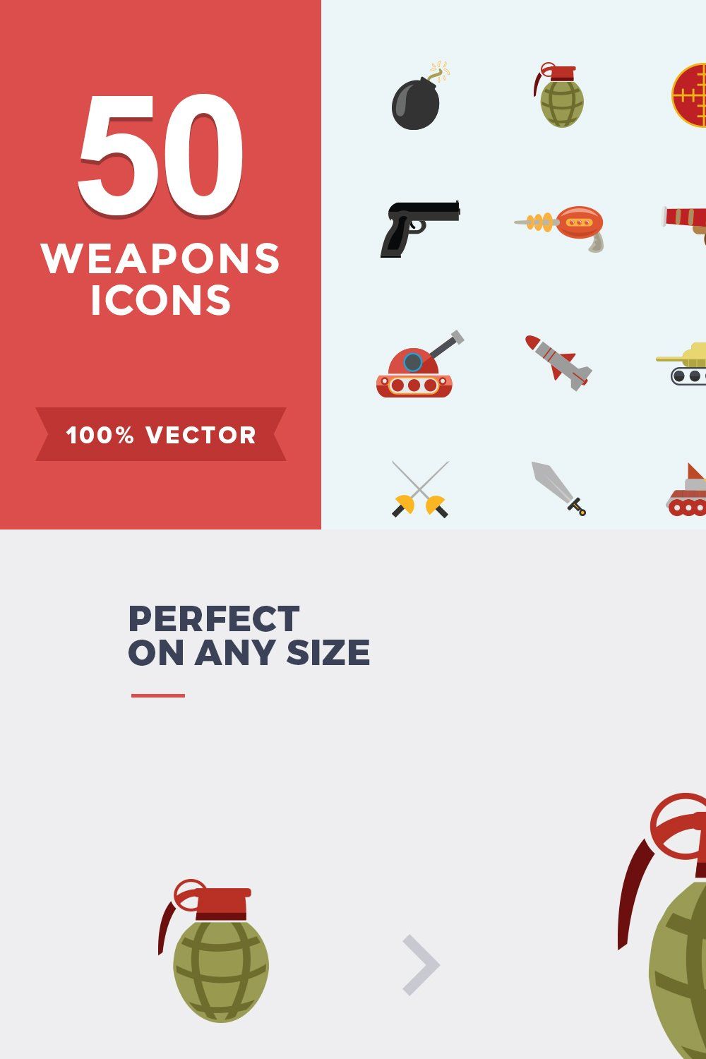 Flat Icons Game Weapons Set pinterest preview image.