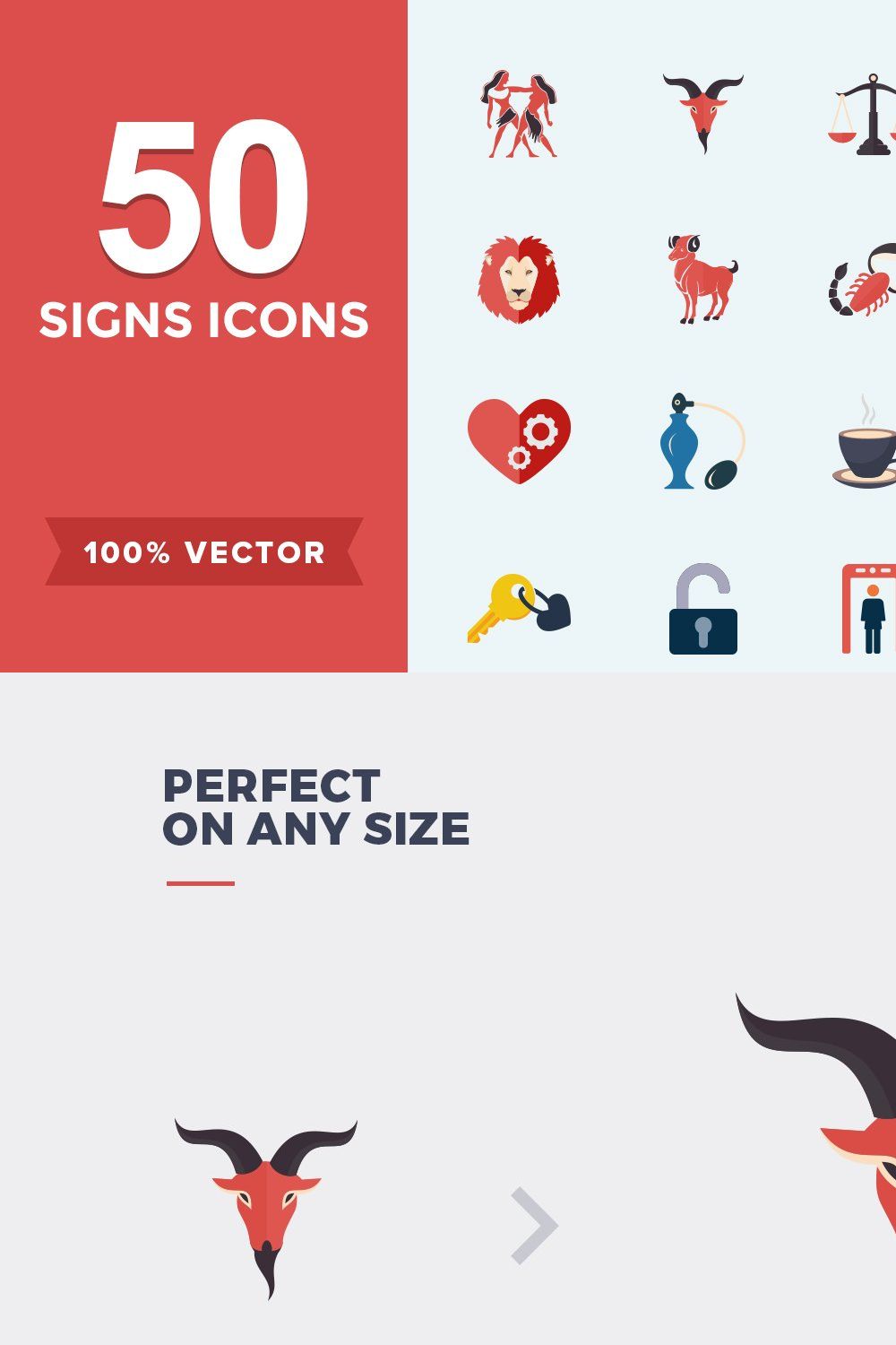 Flat Icons Signs Set pinterest preview image.