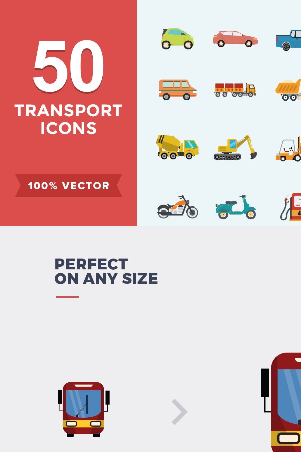Flat Icons Transport Set pinterest preview image.