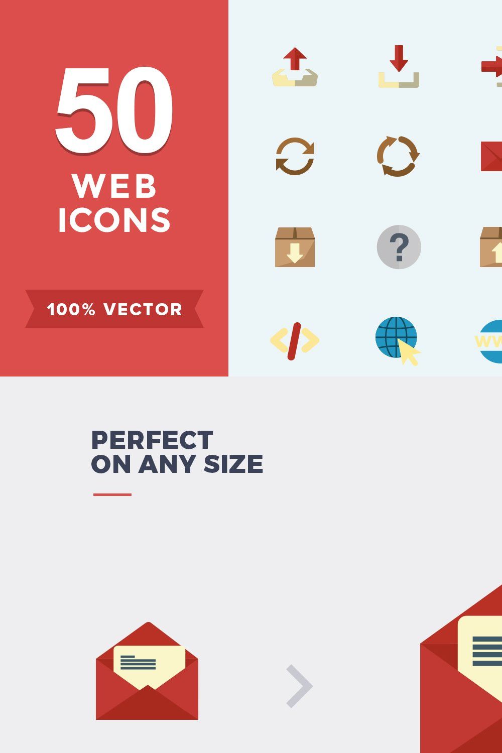 Flat Icons Web Set pinterest preview image.