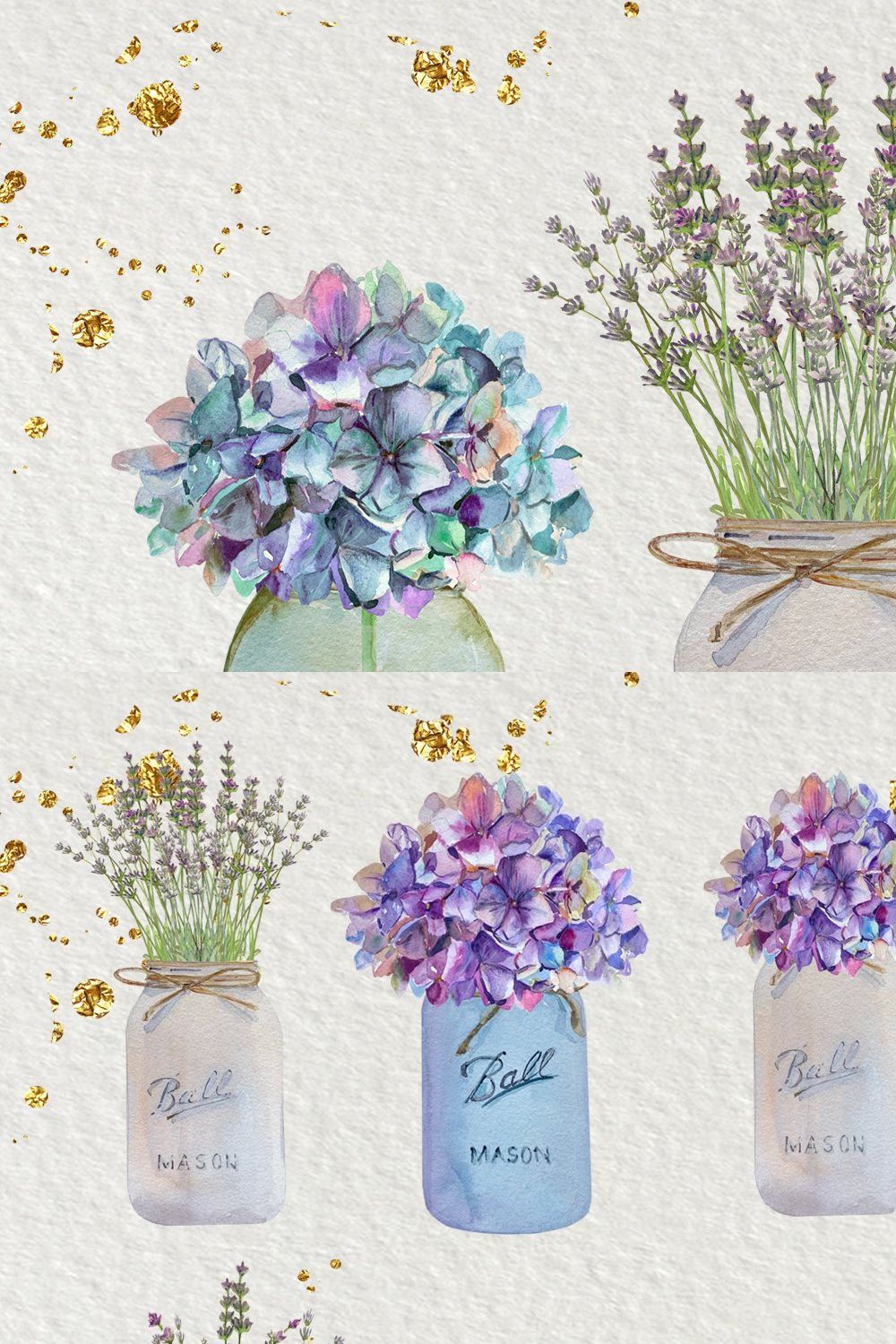 Floral Mason Jars - Watercolor Set pinterest preview image.