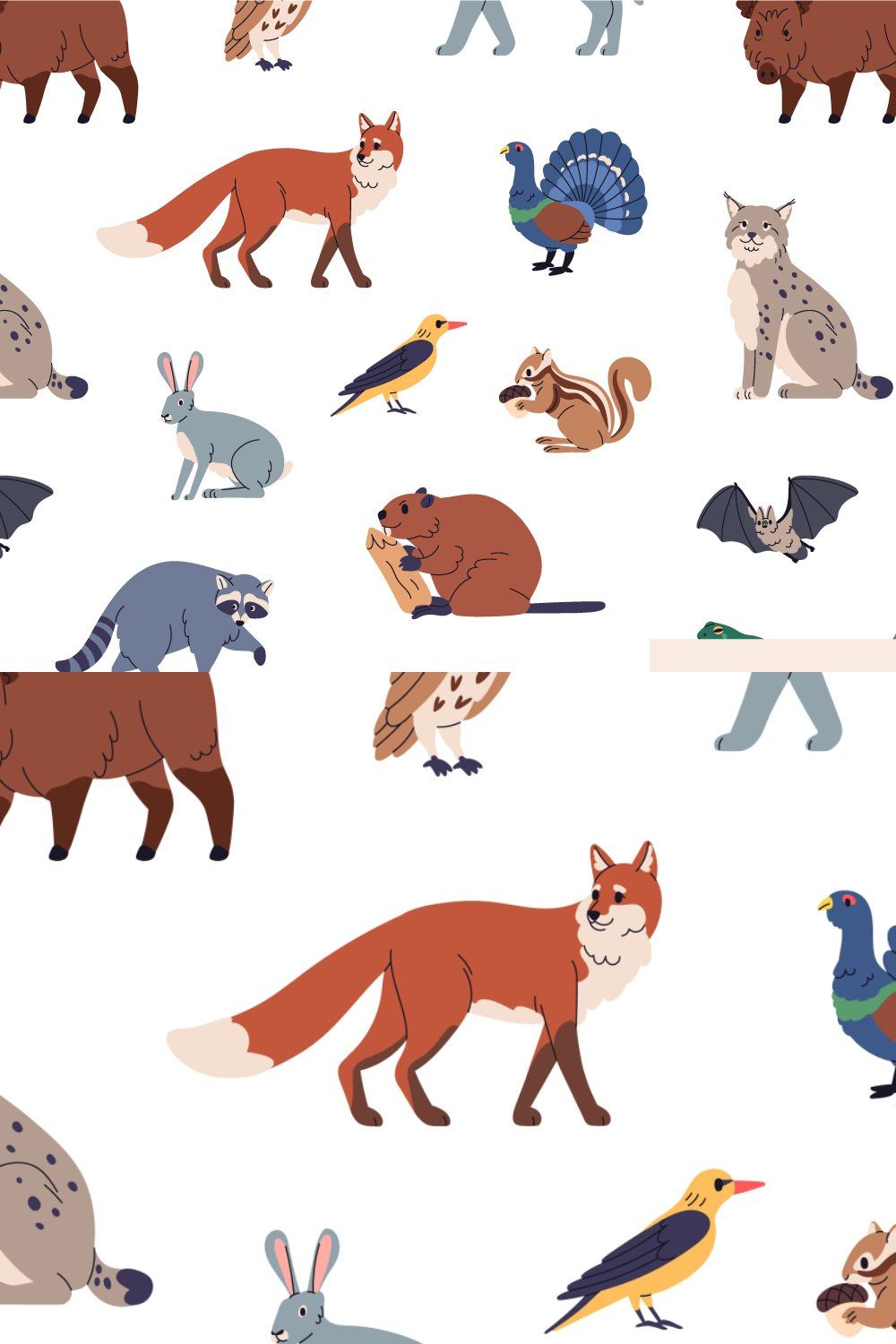 Forest animals seamless patterns set pinterest preview image.