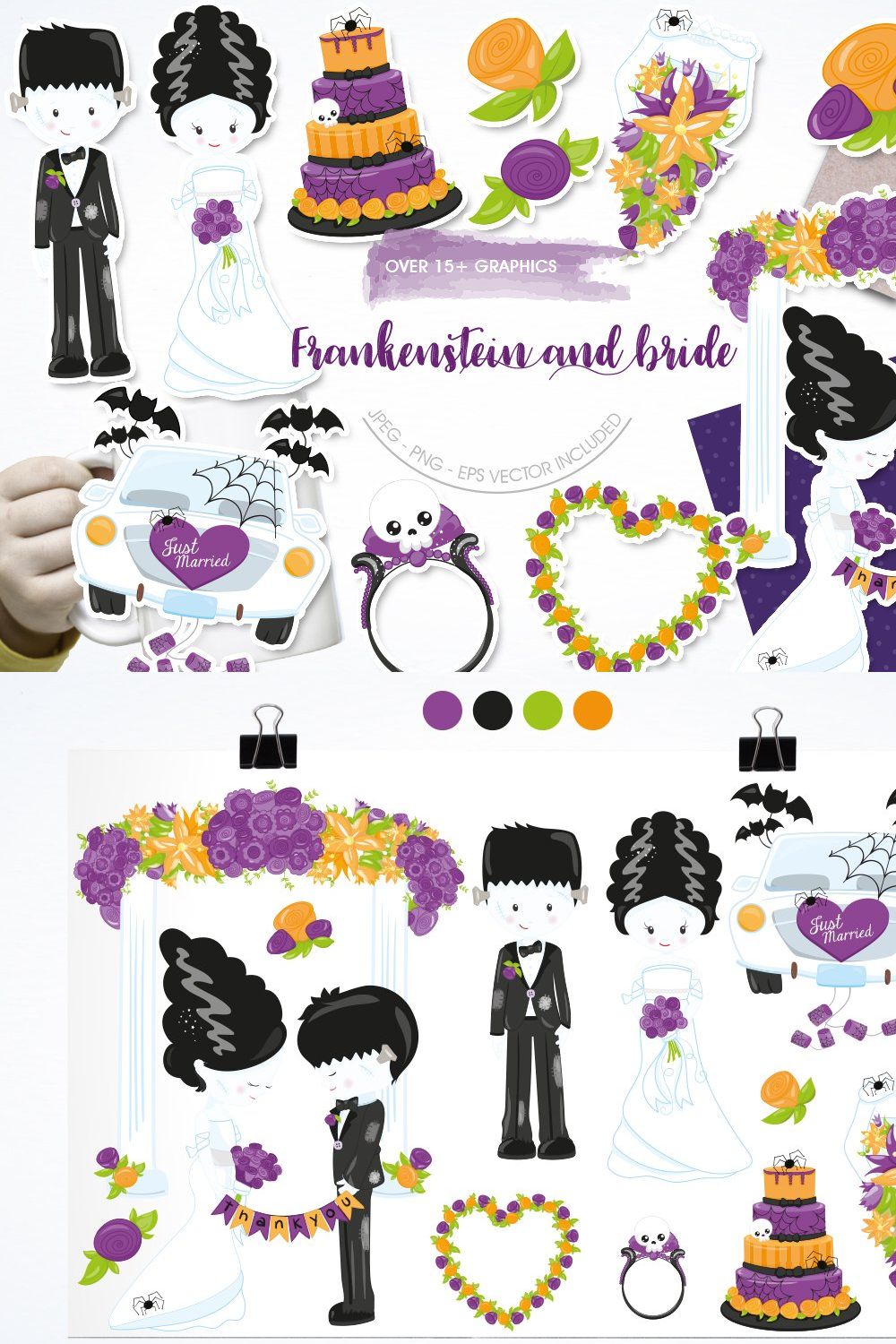 Frankenstein and Bride pinterest preview image.