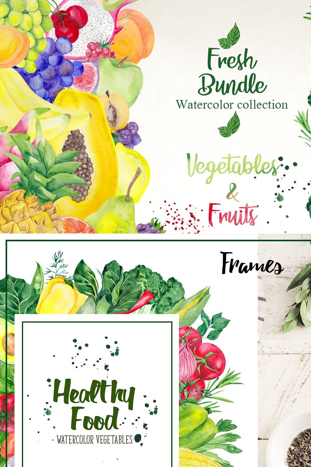 Fresh Bundle. Vegetables and fruits pinterest preview image.