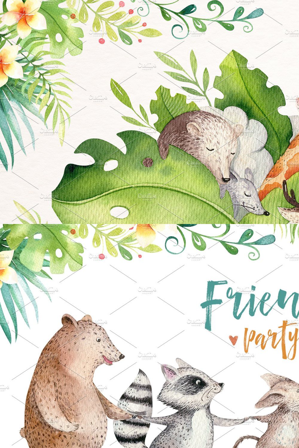 Friends party.Tropical collection II pinterest preview image.
