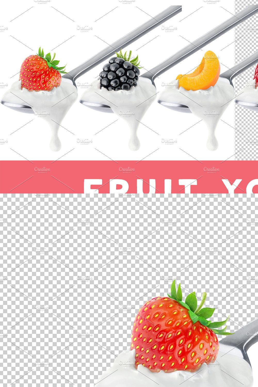 Fruit yogurt on spoons pinterest preview image.