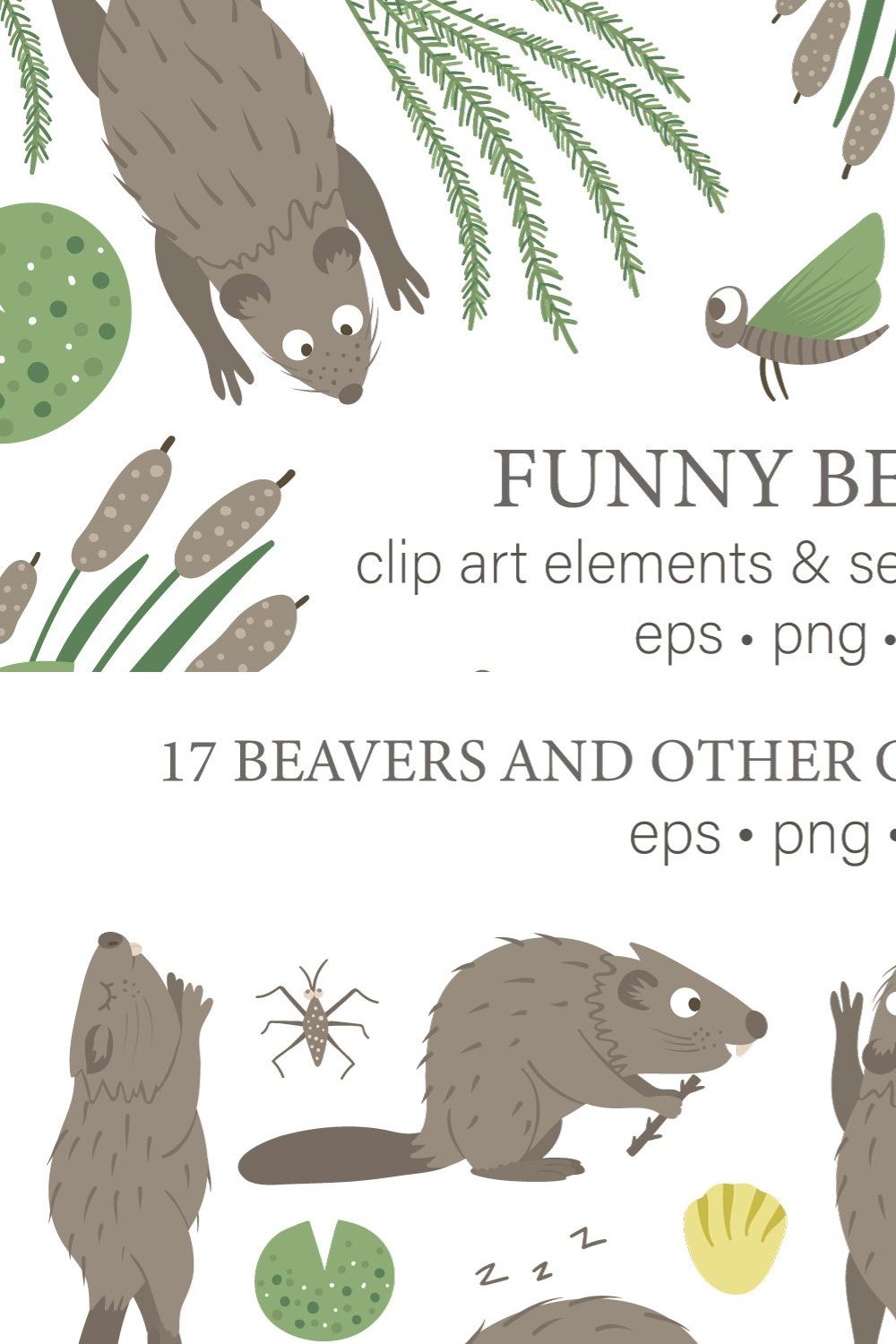 Funny Beavers pinterest preview image.