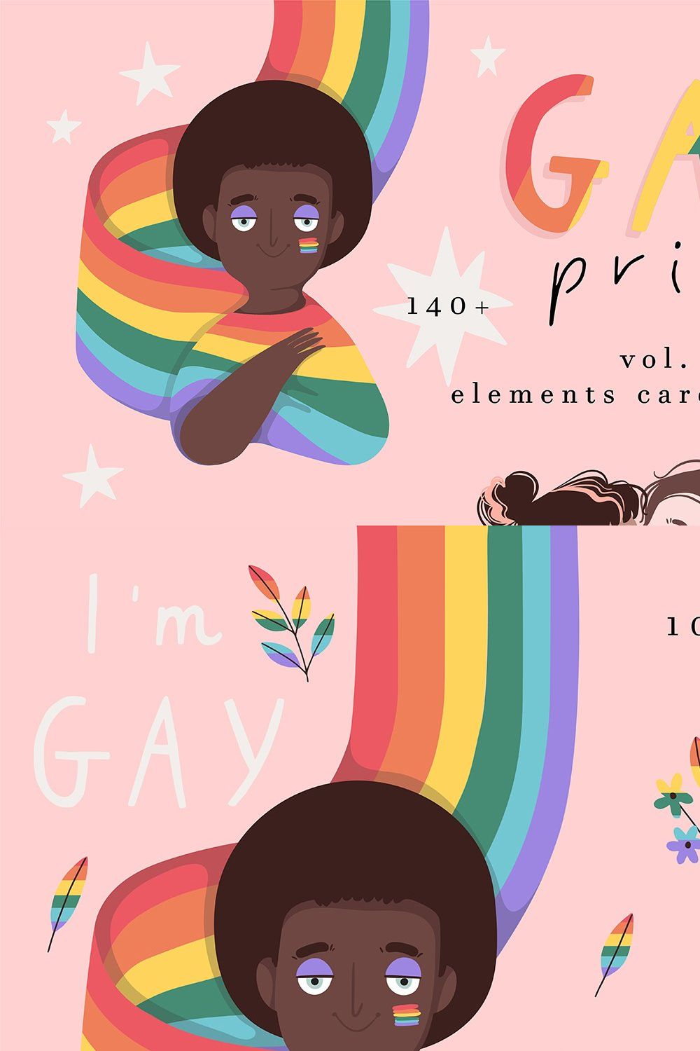 Gay Pride illustrations set Vol. 2 pinterest preview image.