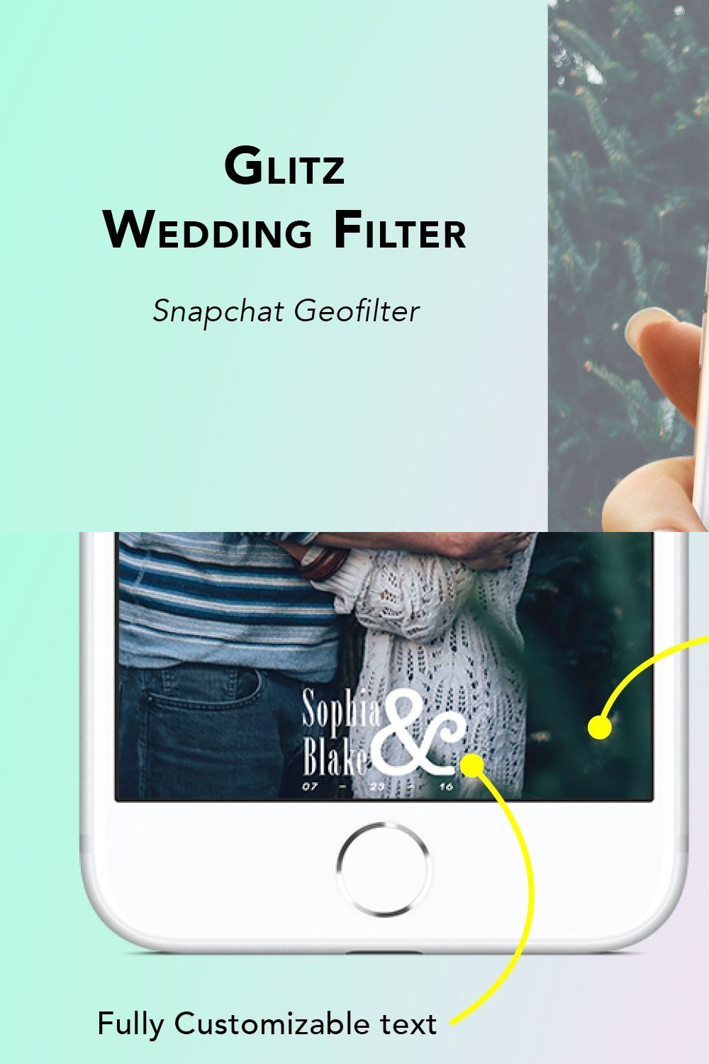 Glitz Wedding Geofilter pinterest preview image.