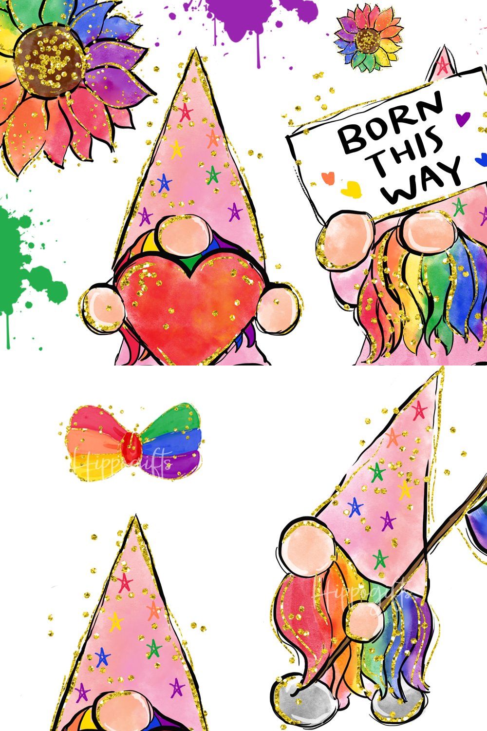 Gnome Pride Month clipart pinterest preview image.