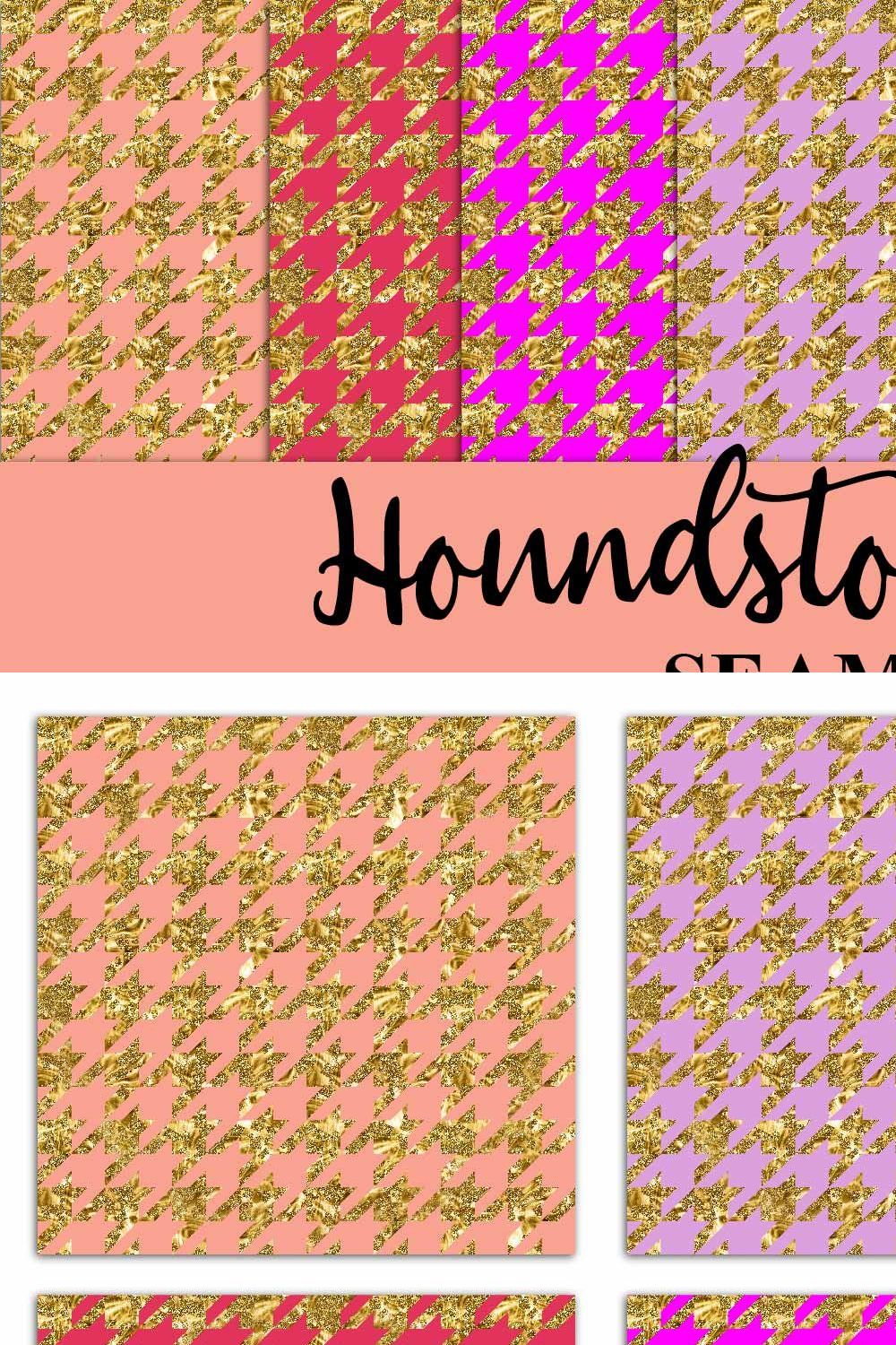 Gold Glitter Houndstooth pinterest preview image.