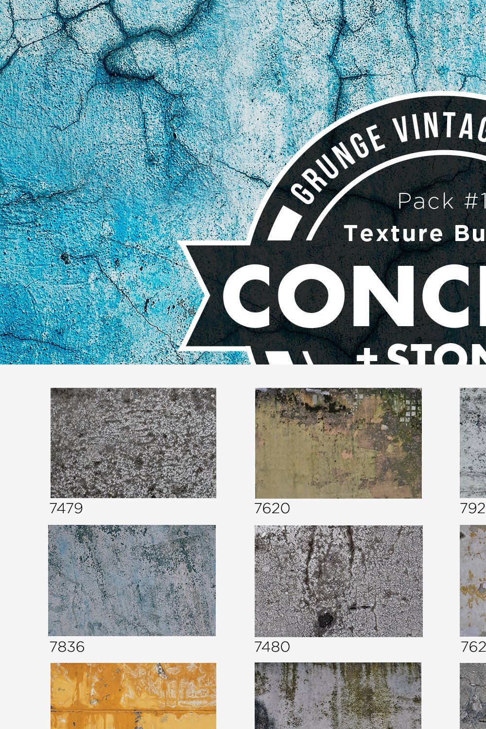 Grunge concrete Texture Pack 01 pinterest preview image.