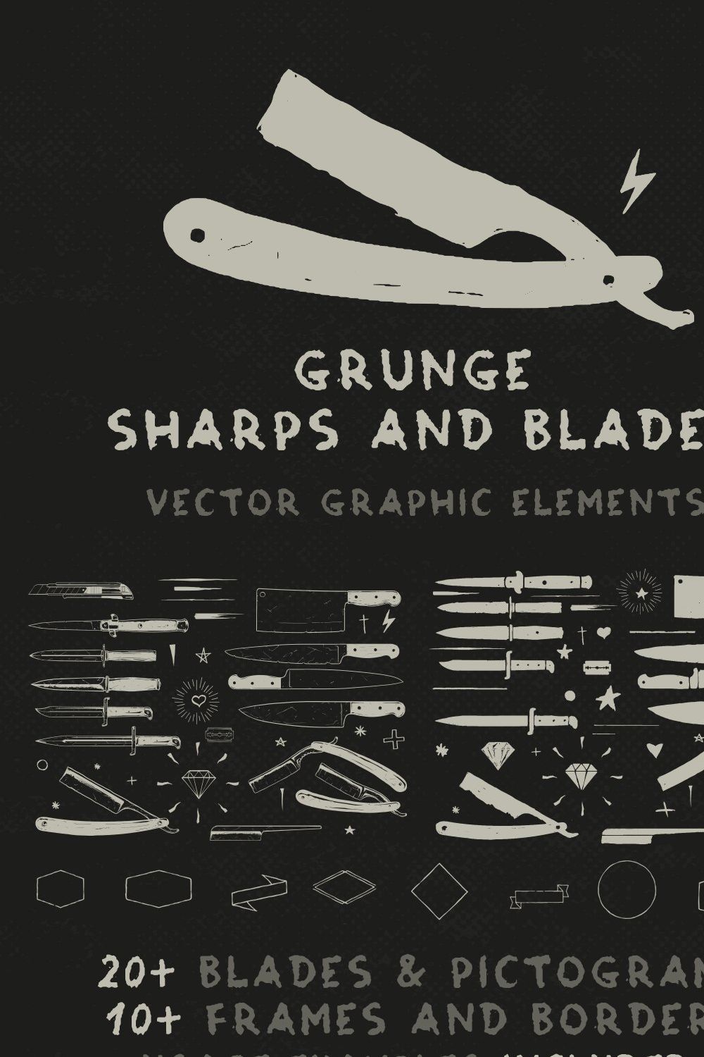 Grunge Sharps and Blades pinterest preview image.