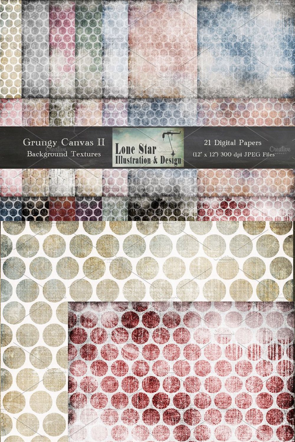 Grungy Canvas Large Dot Textures II pinterest preview image.