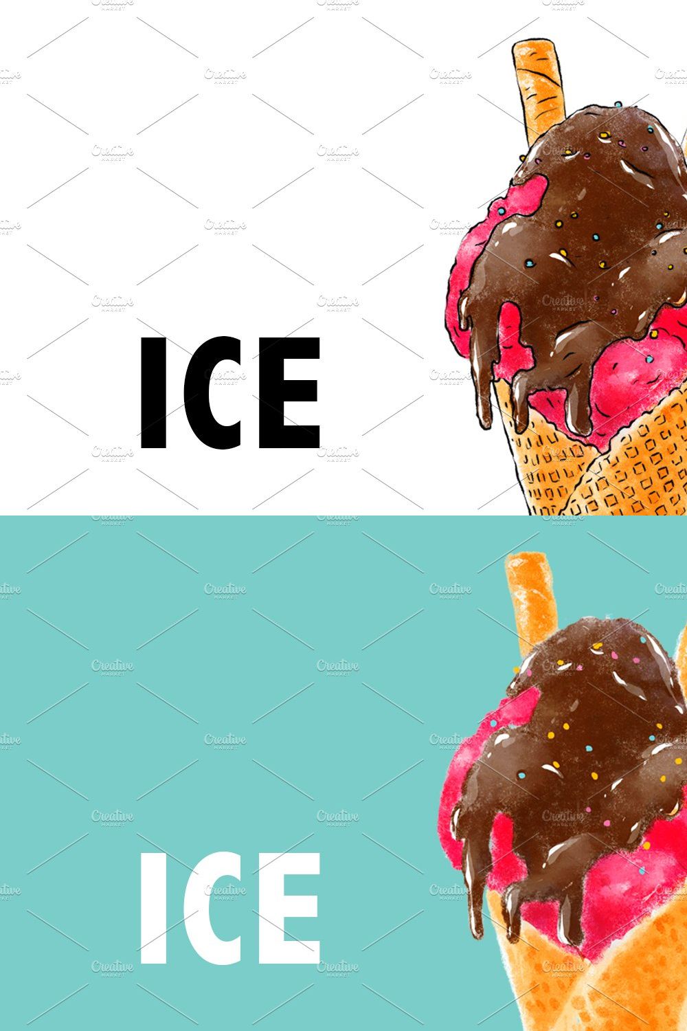 Hand-drawn Ice cream pinterest preview image.