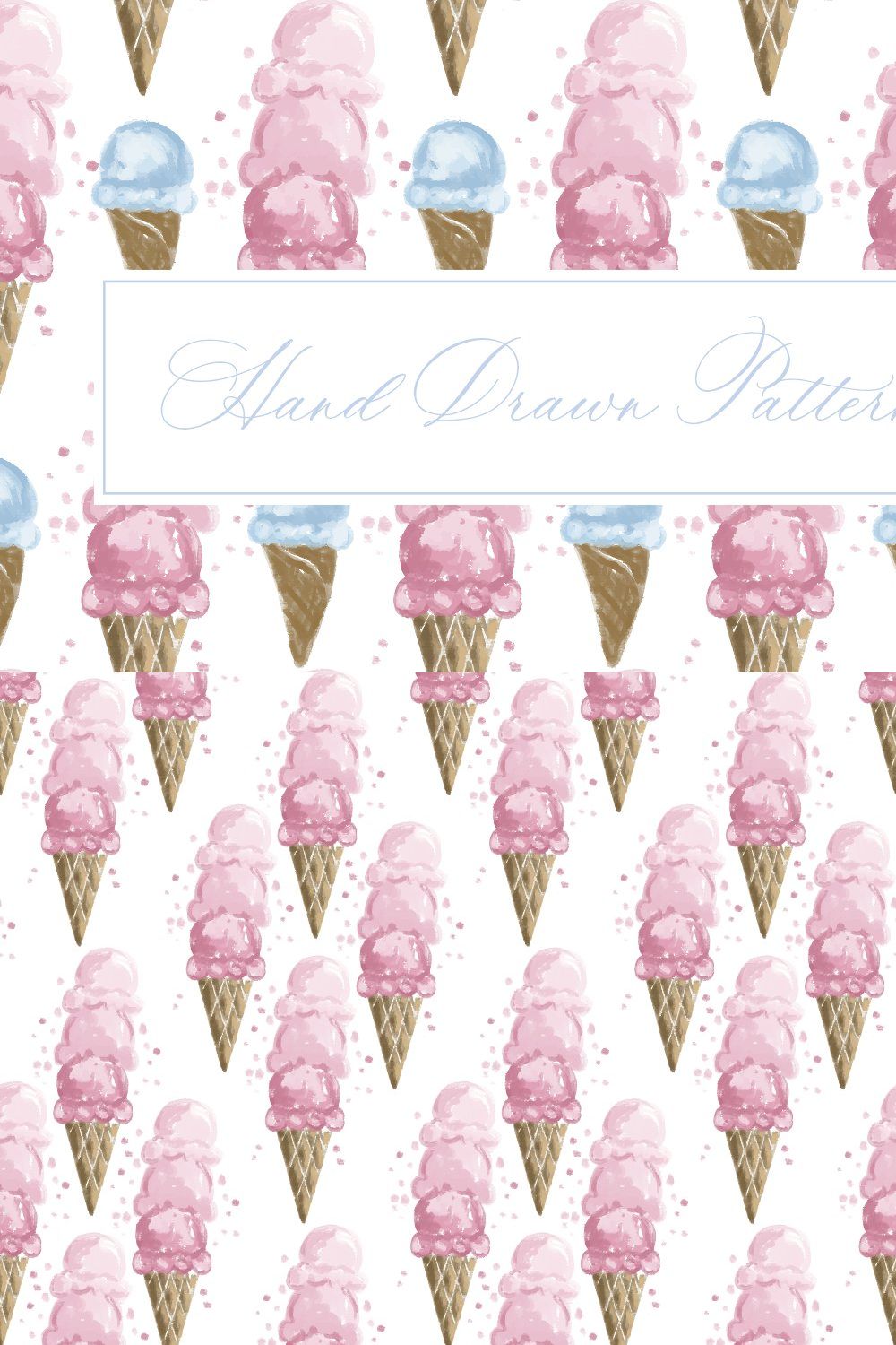 Hand Drawn Ice Cream Pattern pinterest preview image.