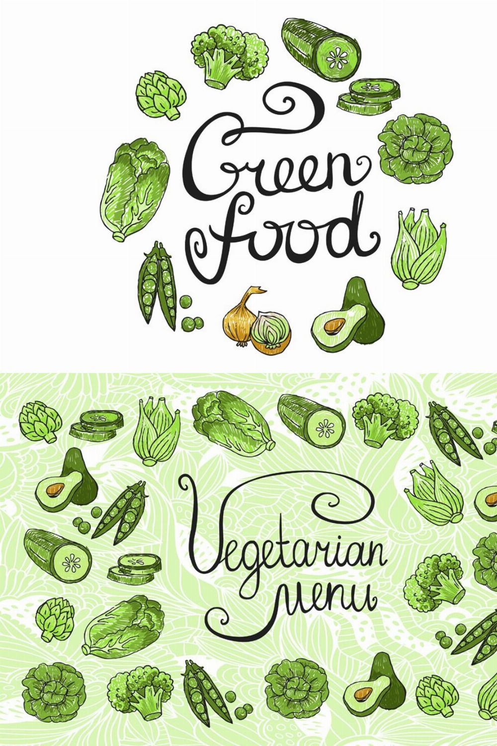 Hand Drawn Vector vegetables pinterest preview image.