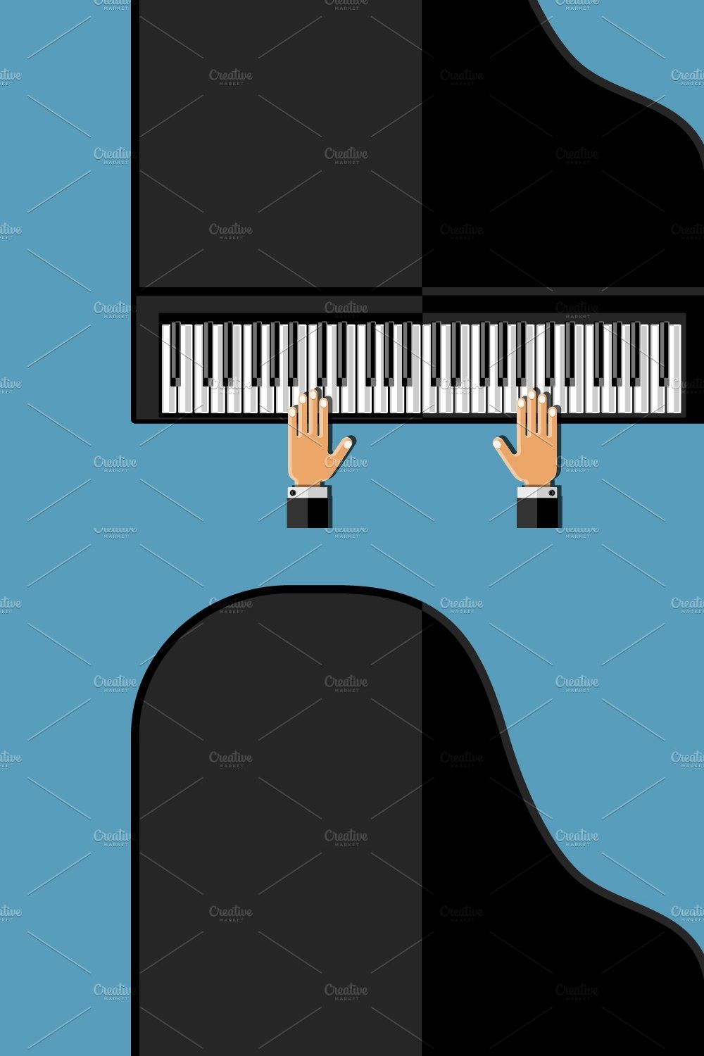 Hands playing the grand piano pinterest preview image.