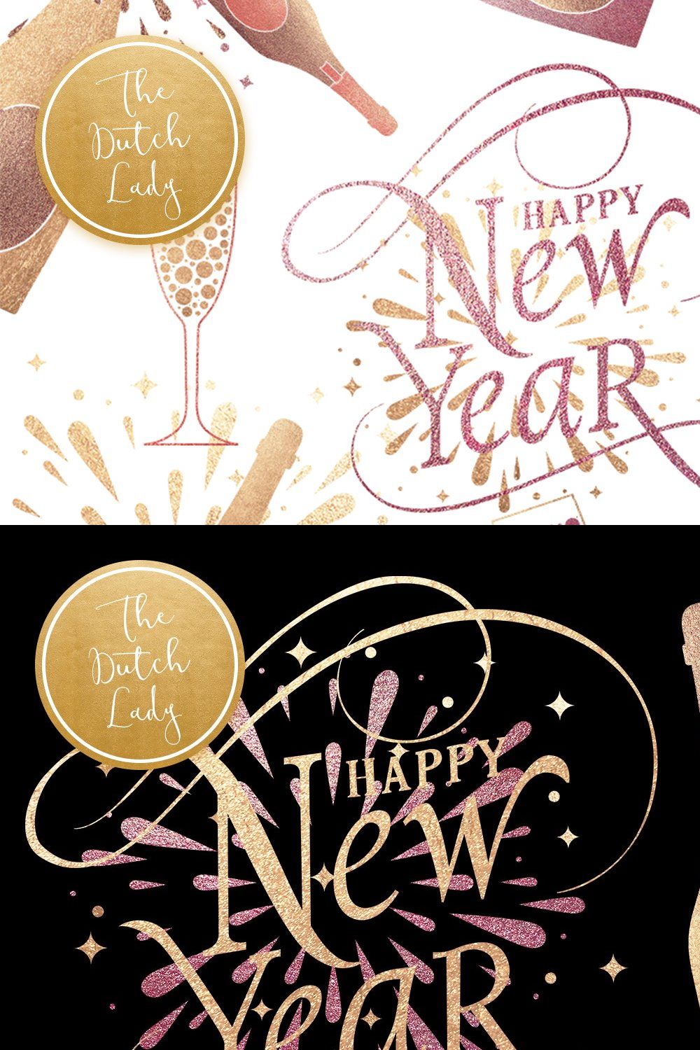 Happy New Year & Party Clipart Set pinterest preview image.