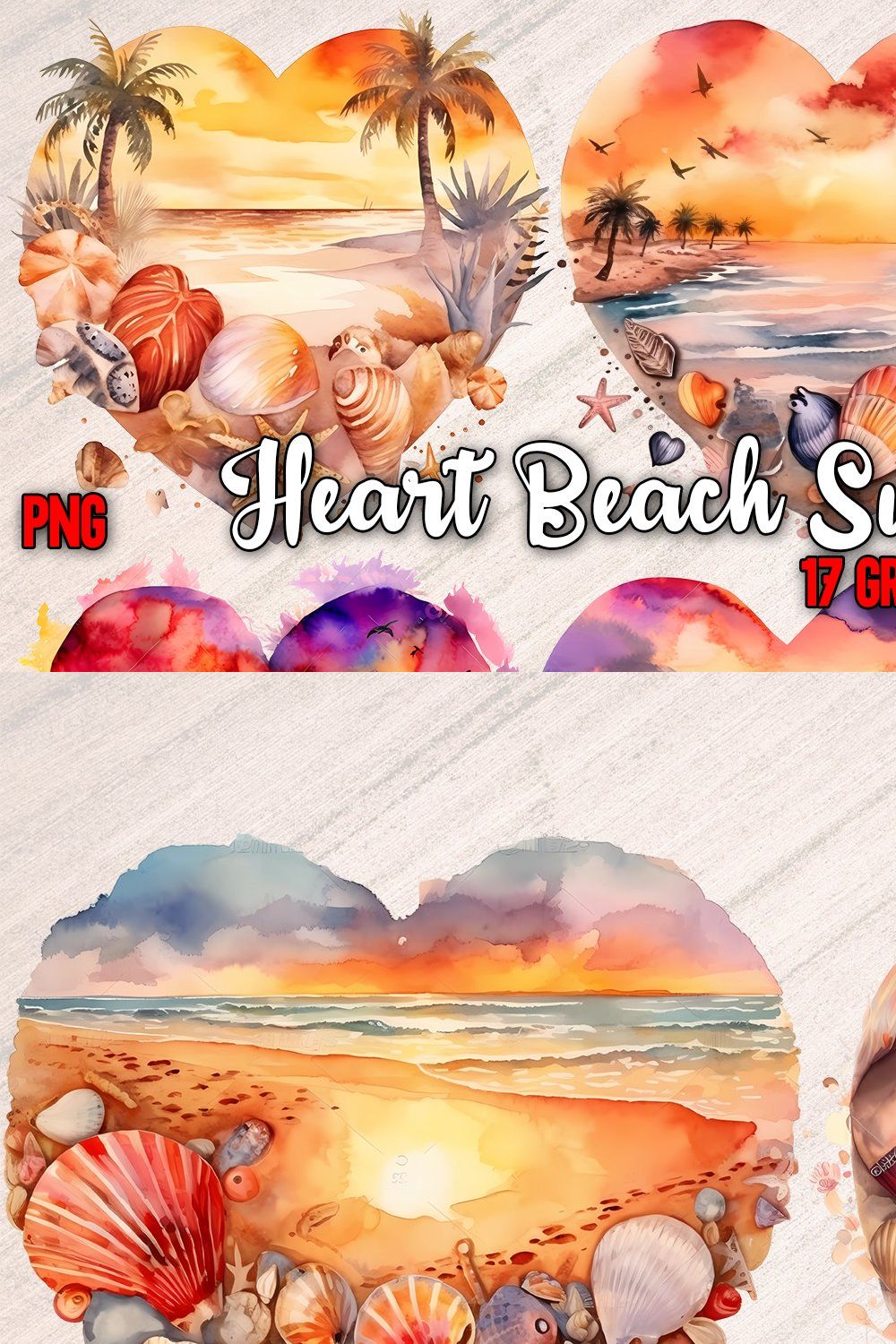 Heart Beach Sunset Clipart pinterest preview image.