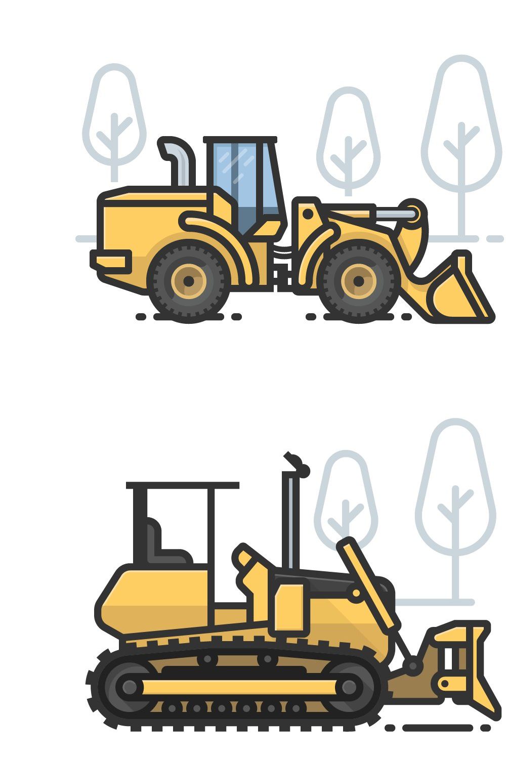 Heavy Equipment Icons pinterest preview image.
