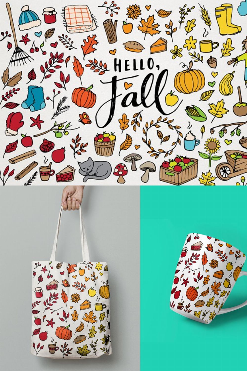 Hello Fall! Autumn 100+ Clipart Set pinterest preview image.