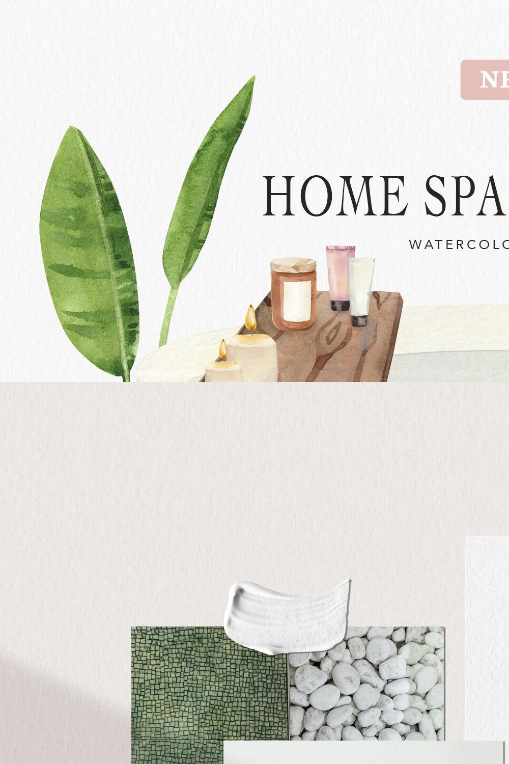 Home spa interior watercolor creator pinterest preview image.