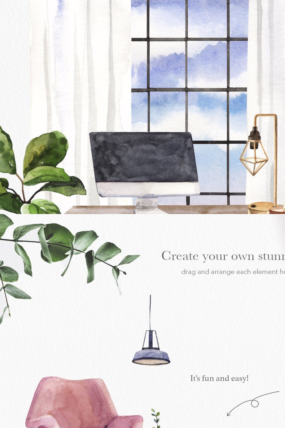 Home workplace interior creator pinterest preview image.