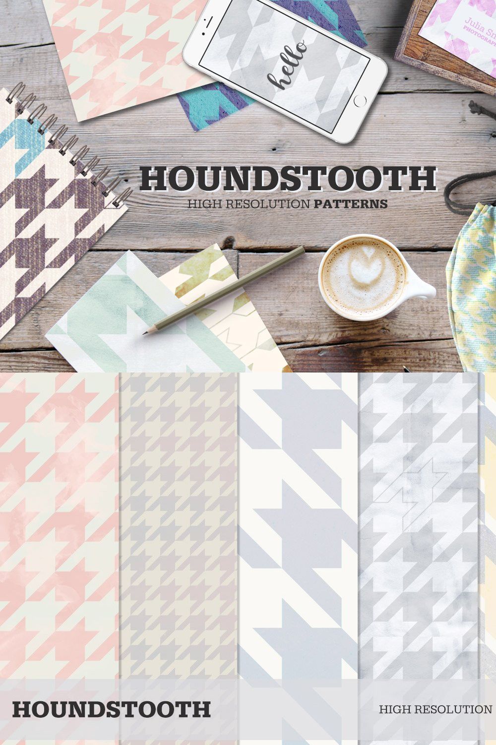 Houndstooth patterns pinterest preview image.