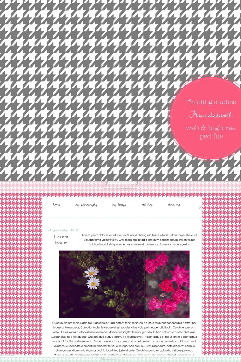 Houndstooth PSDs pinterest preview image.
