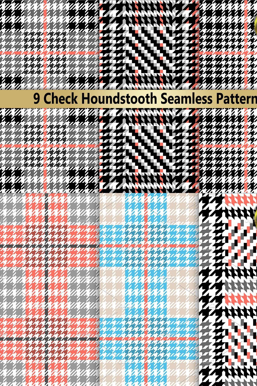 Houndstooth Seamless Pattern Set pinterest preview image.