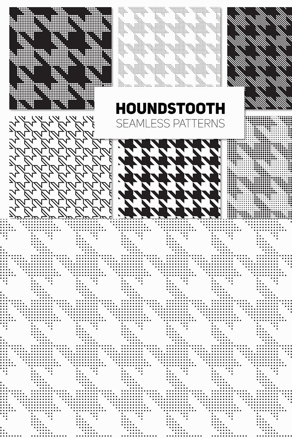 Houndstooth. Seamless Patterns Set pinterest preview image.