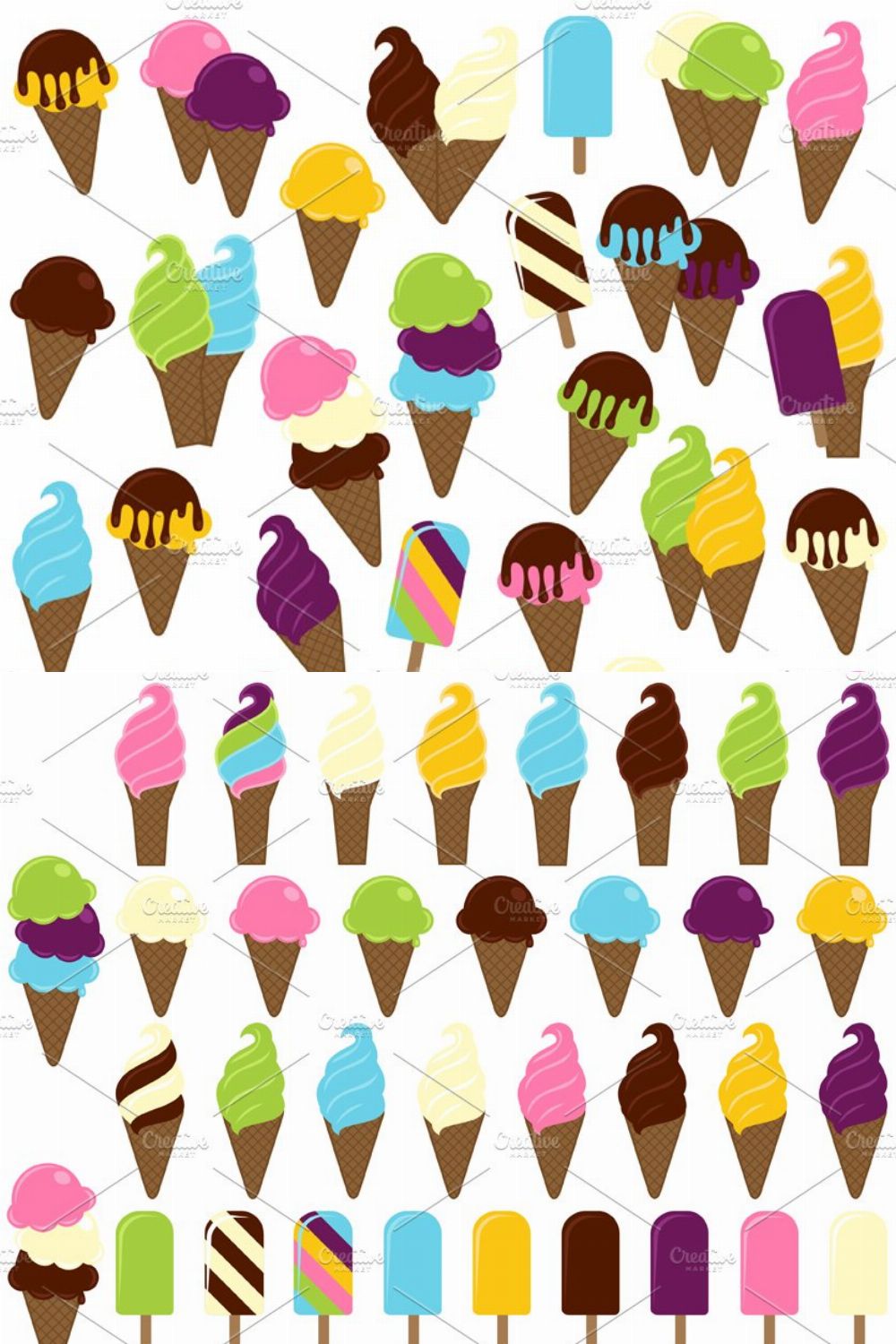 Ice Cream Vectors and Clipart pinterest preview image.