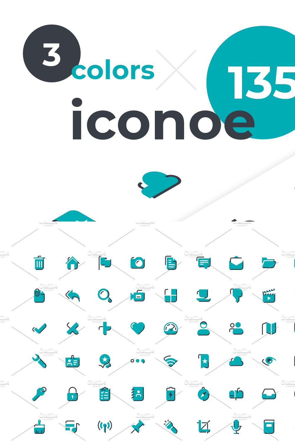 Iconoe - 135 DuoTone Icons pinterest preview image.