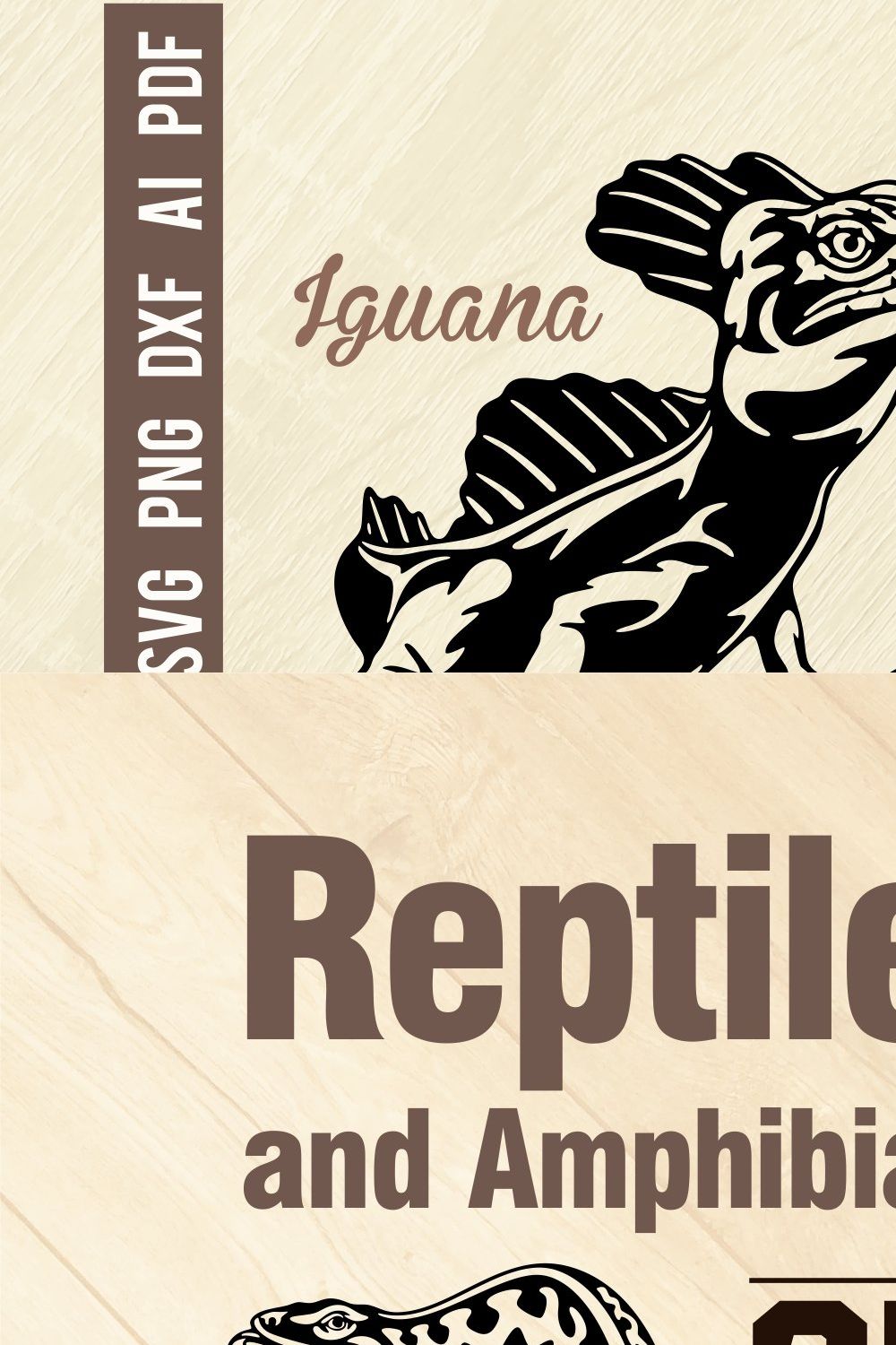 Iguana Reptiles Wild Animal Cut SVG pinterest preview image.