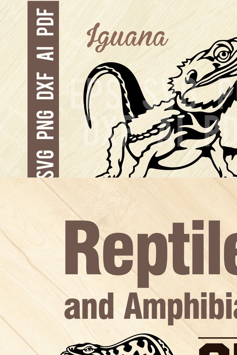 Iguana Reptiles Wild Animal Cut SVG pinterest preview image.