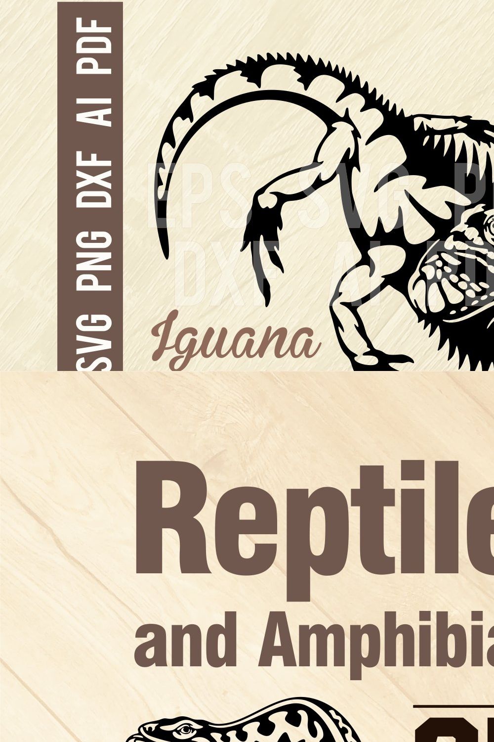 Iguana Reptiles Wild Animal Cut SVG pinterest preview image.