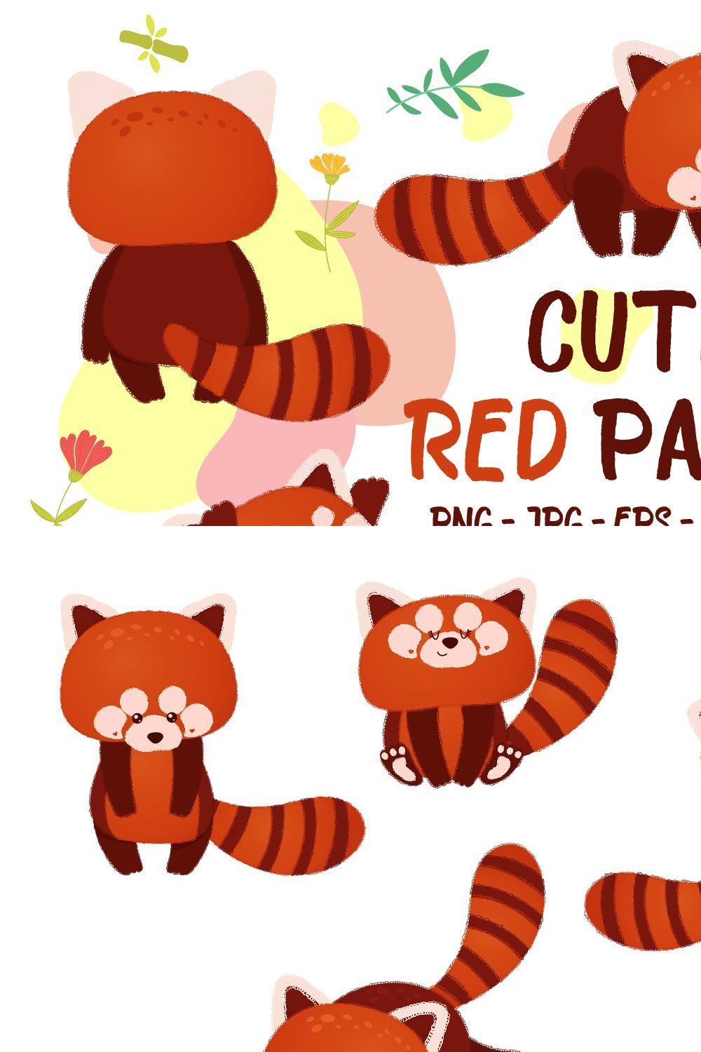 Illustration  cute red panda bear pinterest preview image.