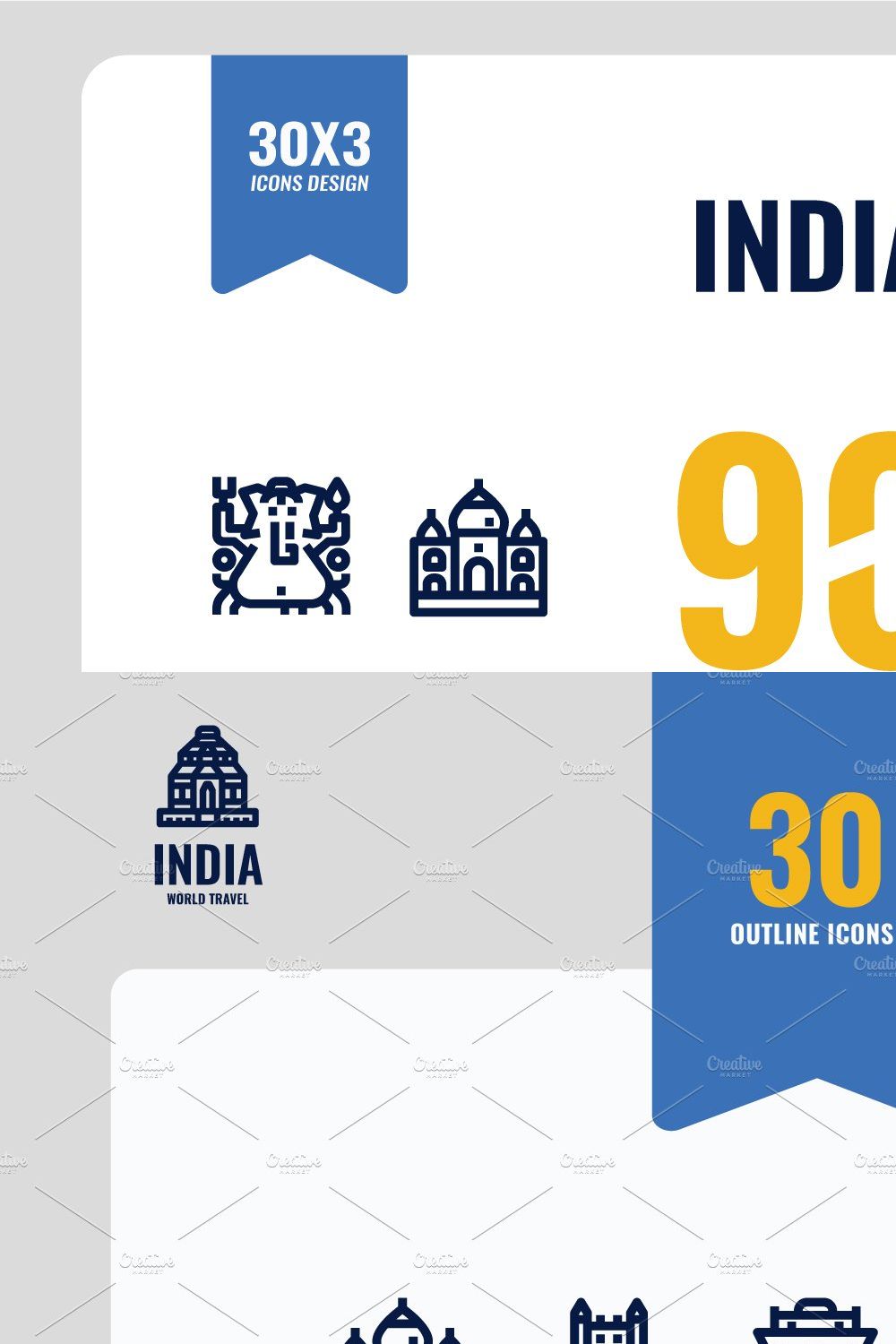 INDIA 90 Icons pinterest preview image.