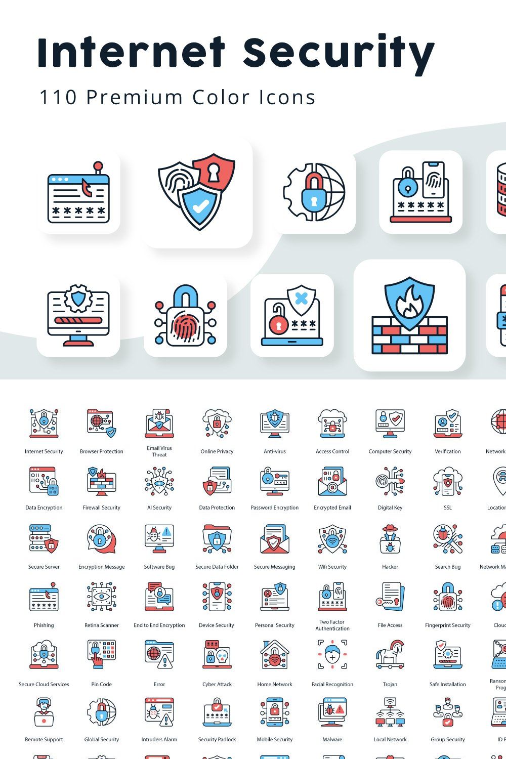 Internet Security Colored Icons pinterest preview image.