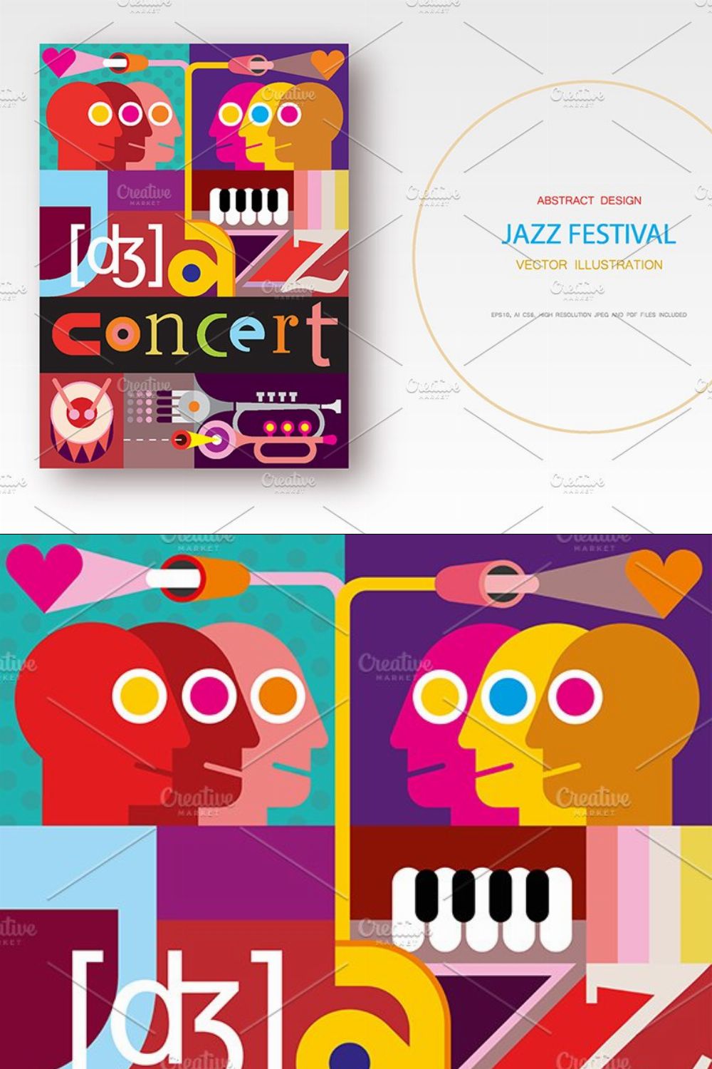 Jazz Concert / Jazz Festival vector pinterest preview image.