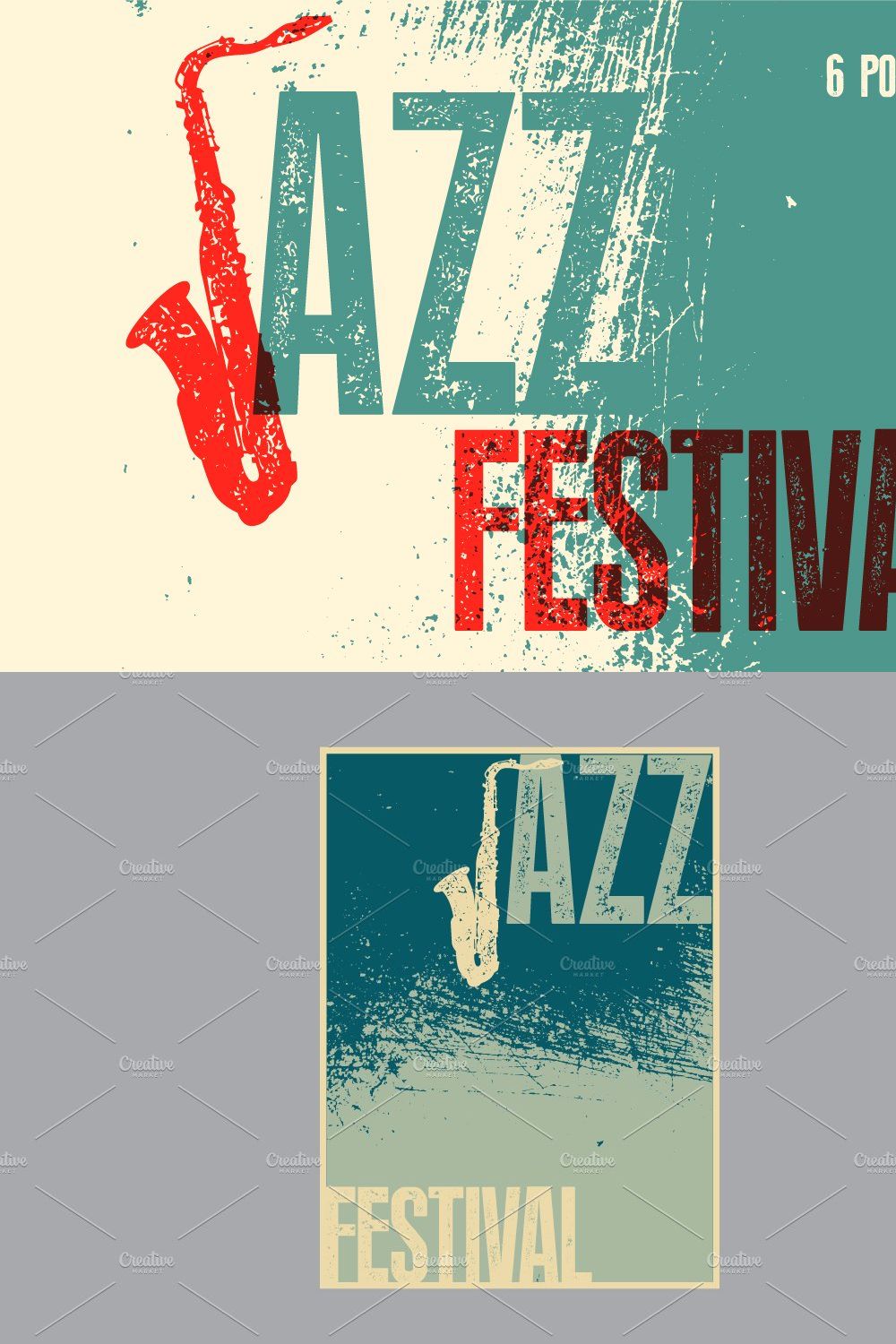 Jazz Festival typographic poster. pinterest preview image.