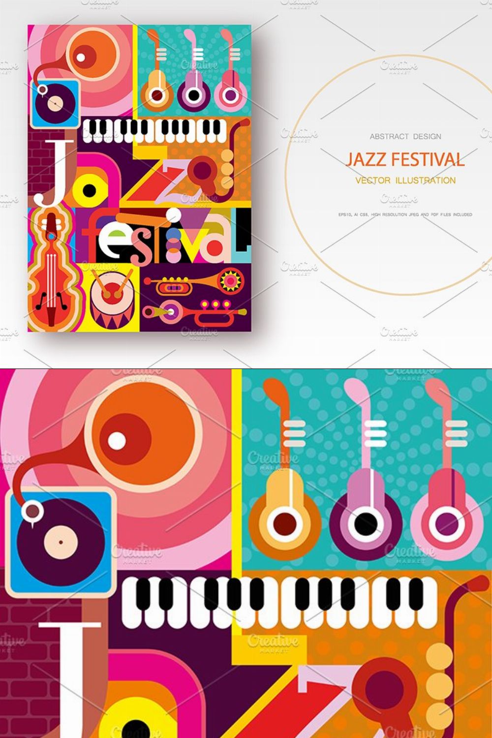 Jazz Festival vector poster design pinterest preview image.