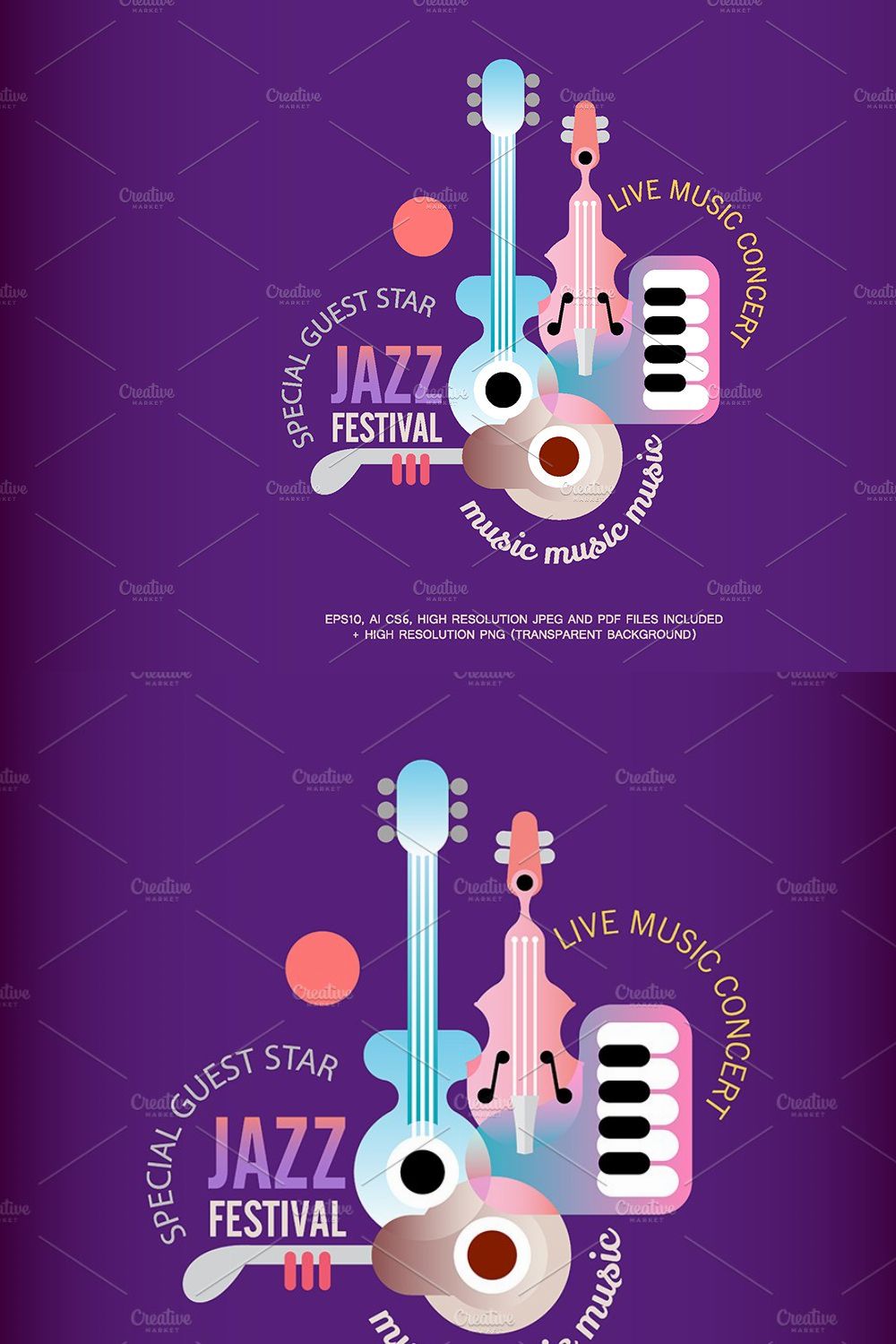 Jazz Festival vector poster design pinterest preview image.